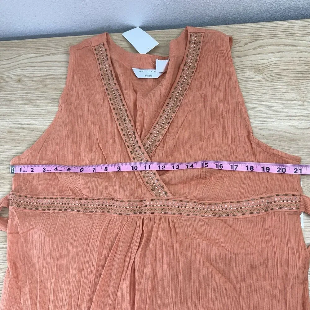 Gauze Babydoll Beaded Tank Top Plus Size 18/20 Beachy Coastal Boho Tropical Y2k - Picture 6 of 8